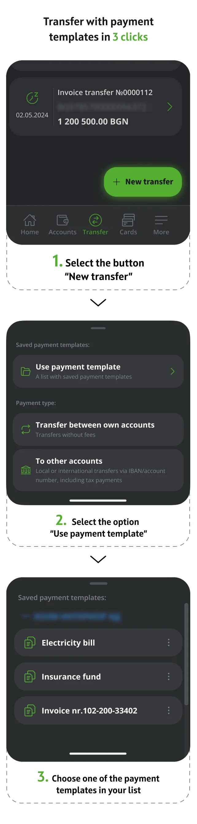 Payments templates in DSK Business