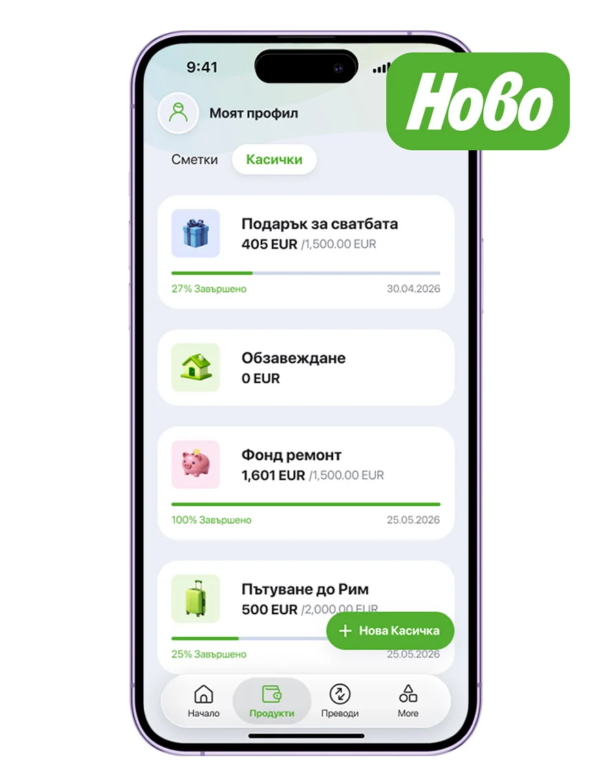 Телефон с екран със стикер Ново и функции за спестяване