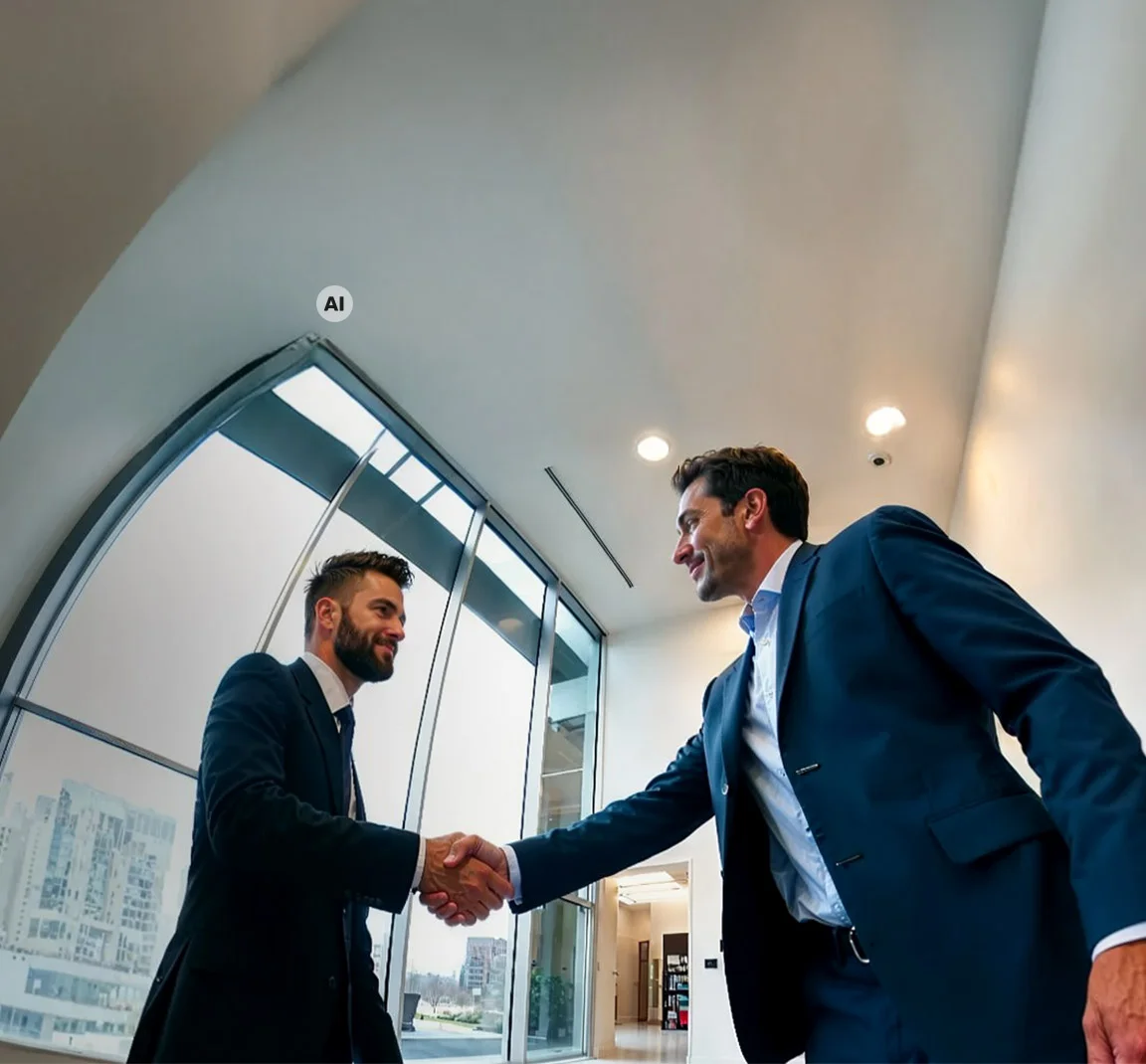Businessmen greet each other