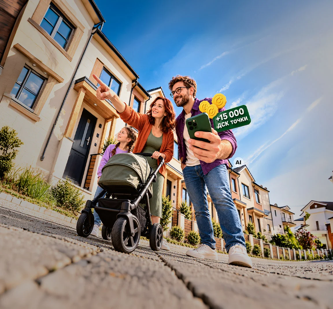 A family looking at a home