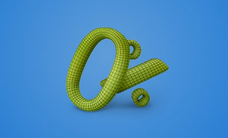 Зелен триизмерен знак 0%