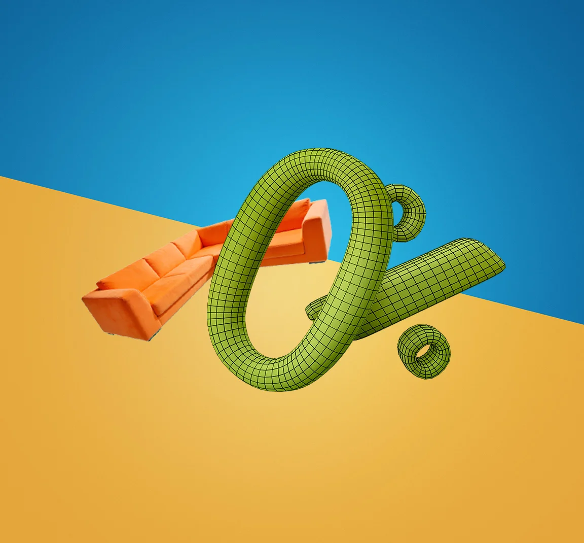 Оранжев диван на изплащане