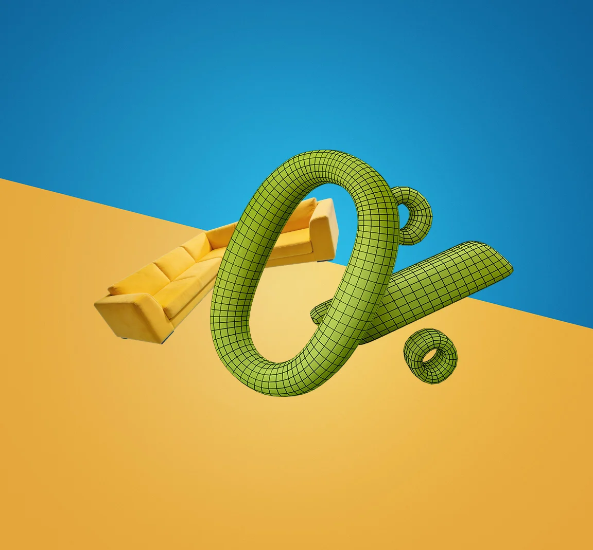 Жълт диван с 0% лихва