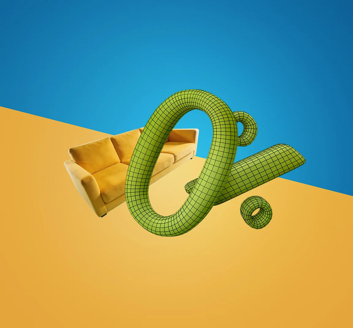 Жълто канапе на вноски