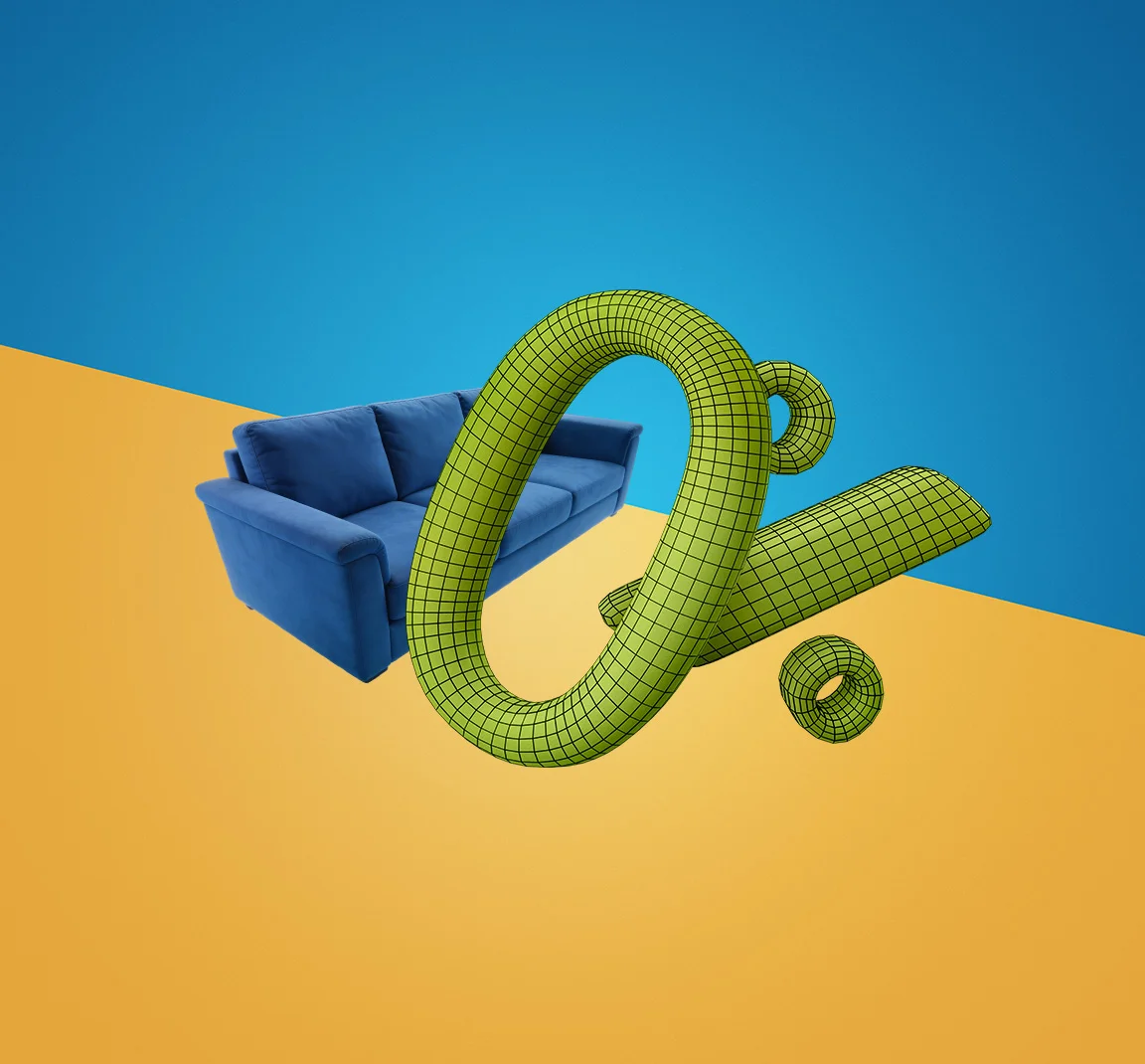 Модерен син диван за хола