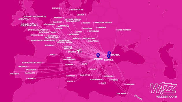 DSK-Wizz Air - пътуване в Европа Карта на Европа за пътуване с DSK-Wizz Air